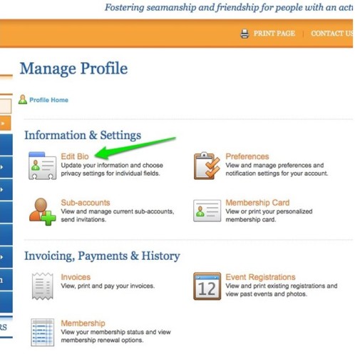 Manage Profile - Edit Bio screen