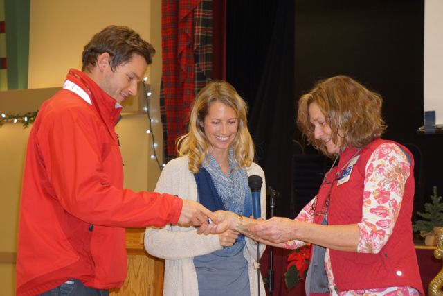 Will and Sarah Curry receiving their "Offshore Award" from BCA Commodore Jennifer Handley